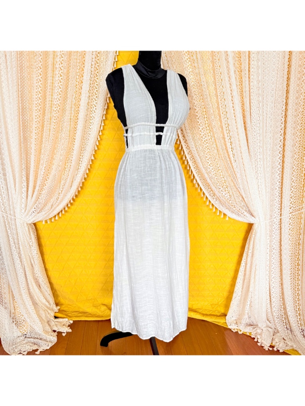 Ethereal White Gauzy Goddess Maxi Dress L*Space Kira Coverup Resortwear Sz S - Picture 7 of 15